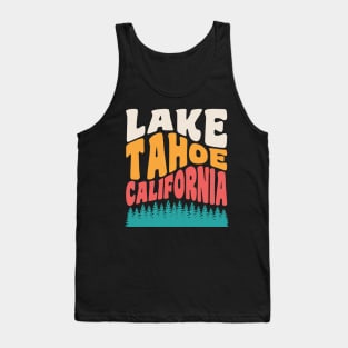 Lake Tahoe California Mountains Hiking Retro Typography Tank Top